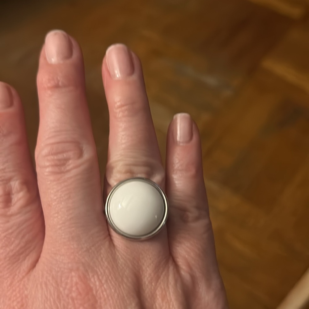 Calvin Klein Coral Stone & Stainless Steel Loop Dome Ring. (Size 8)(NWT) - Picture 3 of 3